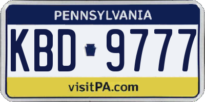 PA license plate KBD9777