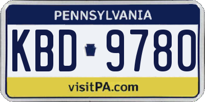 PA license plate KBD9780