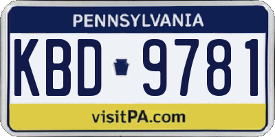 PA license plate KBD9781