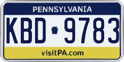 PA license plate KBD9783