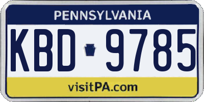 PA license plate KBD9785