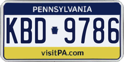 PA license plate KBD9786