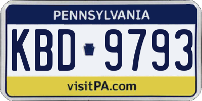 PA license plate KBD9793