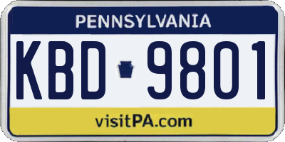 PA license plate KBD9801