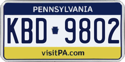 PA license plate KBD9802