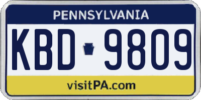 PA license plate KBD9809