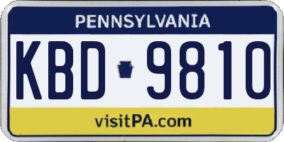 PA license plate KBD9810