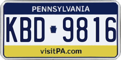 PA license plate KBD9816