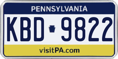 PA license plate KBD9822