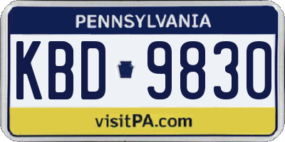 PA license plate KBD9830