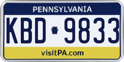 PA license plate KBD9833