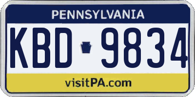 PA license plate KBD9834