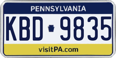 PA license plate KBD9835