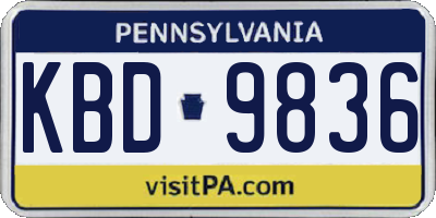 PA license plate KBD9836