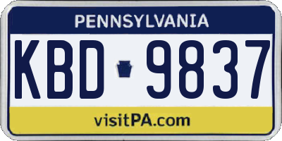 PA license plate KBD9837