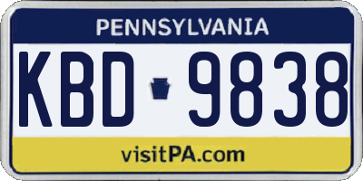 PA license plate KBD9838