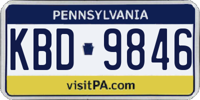 PA license plate KBD9846