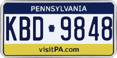 PA license plate KBD9848