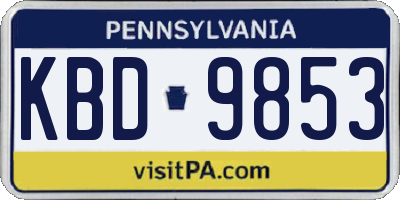 PA license plate KBD9853