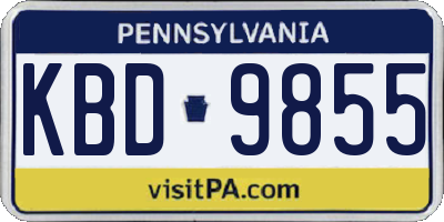 PA license plate KBD9855