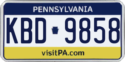 PA license plate KBD9858