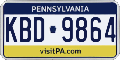 PA license plate KBD9864