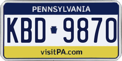 PA license plate KBD9870