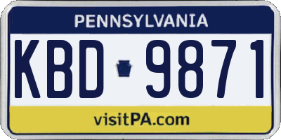 PA license plate KBD9871