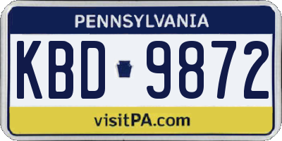PA license plate KBD9872