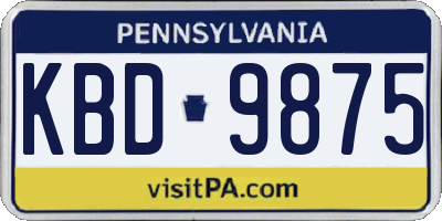 PA license plate KBD9875