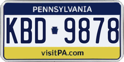 PA license plate KBD9878