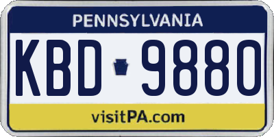PA license plate KBD9880