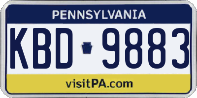 PA license plate KBD9883