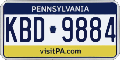 PA license plate KBD9884
