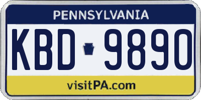 PA license plate KBD9890