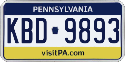 PA license plate KBD9893