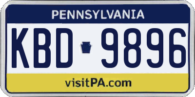 PA license plate KBD9896