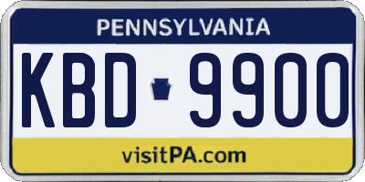 PA license plate KBD9900