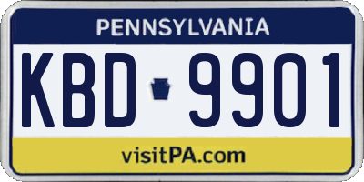 PA license plate KBD9901