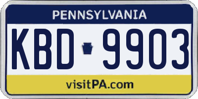 PA license plate KBD9903