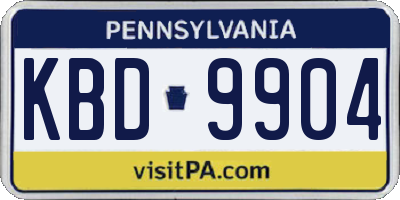 PA license plate KBD9904