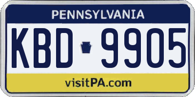 PA license plate KBD9905