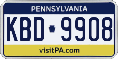 PA license plate KBD9908