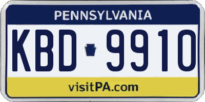 PA license plate KBD9910