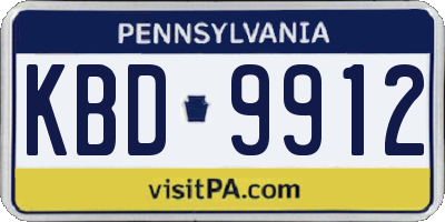 PA license plate KBD9912