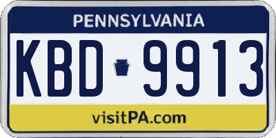 PA license plate KBD9913