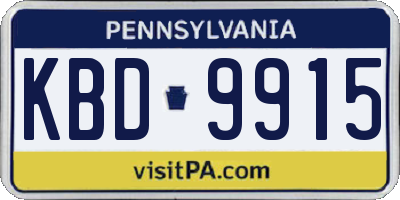 PA license plate KBD9915