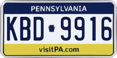 PA license plate KBD9916