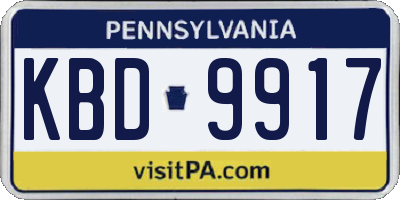 PA license plate KBD9917