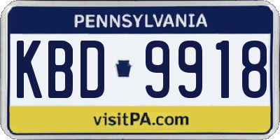 PA license plate KBD9918
